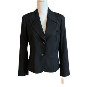 Talbots Blazer Black Wool blend 2 button classic cut lined size 6